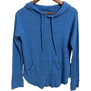 SO Brand Blue Cozy Tunic Top Super Soft w/Hood and Kangaroo Pocket Size Small